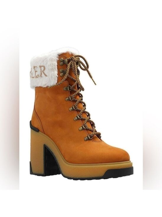 Moncler Shoes - NIB Moncler Claudia Faux Fur Suede Block Heel Ankle Booties